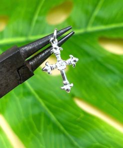 Charm cây thánh giá đính hoa mai bạc 925 cực xinh ~13.8x20.5mm - Charm Bạc 925 - Mã CB1590