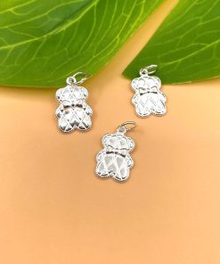 Charm móc treo hình gấu thắt nơ 10.5x16mm bạc 925 - Charm Bạc 925 - Mã CB1515