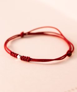 Vòng chỉ đỏ tết dây với đa giác bạc 925 - Charm Bạc 925 - Vòng Đá 5A - Mã TDKD00005KODA