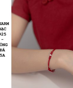 Alternative view of Vòng chỉ đỏ tết dây với đa giác bạc 925 - Charm Bạc 925 - Vòng Đá 5A - Mã TDKD00005KODA