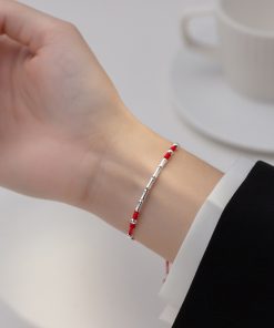 Vòng chỉ đỏ 5 đốt trúc bạc 925 cho nữ - Vòng Đá 5A - Charm Bạc 925 - Mã TDKD00008KODA