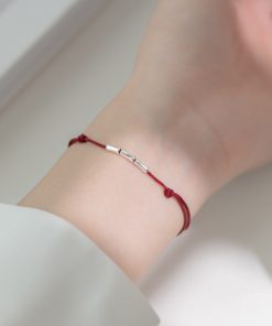 Vòng tết dây chỉ đỏ/đen 3 đốt trúc (tre) bạc 925 - Charm Bạc 925 - Vòng Đá 5A - Mã TDKD00004KODA