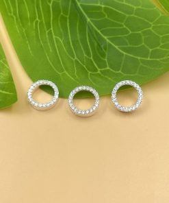 Charm ốp tròn đính đá lỗ vừa hạt 8.2mm đổ xuống (mẫu ở ảnh cuối) - Charm Bạc 925 - Mã CB1490
