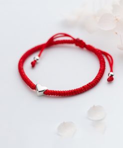 Vòng tết dây chỉ đỏ trái tim bạc 925 - Charm Bạc 925 - Vòng Đá 5A - Mã TDKD00015KODA