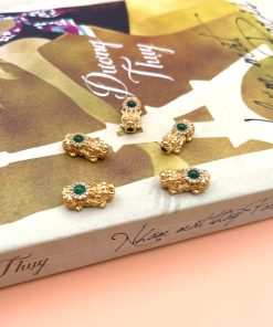 Charm tỳ hưu bạc 925 mạ vàng đính đá mix hạt 6-8 ly - Charm Bạc 925 - Mã CM001
