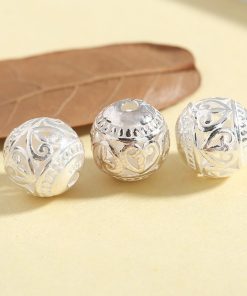 Charm bạc bi tròn khắc trái tim - Charm Bạc 925 - Mã CB102