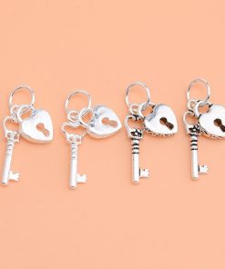 Charm bạc 925 móc treo chìa khóa và ổ khóa trái tim - Charm Bạc 925 - Mã CA140 CB525