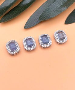 Charm Nối Bạc 925 Chữ Nhật Màu Xanh Trong Mix Vòng Tay Nữ - Charm Bạc 925 - Mã CD045