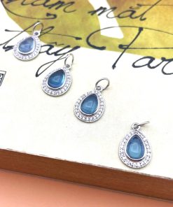 Charm Giọt Nước Xanh Aqua Bạc 925 Làm Mặt Dây Chuyền Vòng Tay - Charm Bạc 925 - Mã CD040