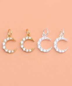 Charm bạc móc treo hình mặt trăng lưỡi liềm đính đá - Charm Bạc 925 - Mã CB236