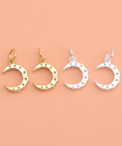 Alternative view of Charm bạc móc treo hình mặt trăng lưỡi liềm đính đá - Charm Bạc 925 - Mã CB236