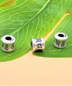 Charm nối lục chú Om mani padme hum bạc thái s925 cỡ 8 ly - Charm Bạc 925 - Mã CA1180