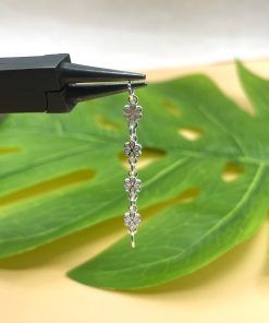 Dây móc 2 đầu 4 hoa 6 cánh hàn sẵn để làm lắc tay handmade - Charm Bạc 925 - Mã CB1370
