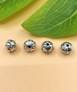 Charm nối hoa sen hình tròn 8mm bạc thái - Charm Bạc 925 - Mã CA1240