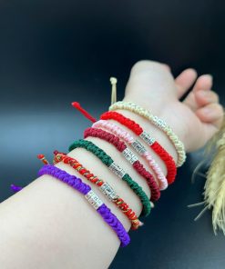 Vòng tết dây charm nối lục giác 3 khấc khắc Chữ Vạn và Thần Chú Đức Đại Bi Quan Âm - Vòng Đá 5A