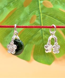 Alternative view of Charm móc đồng điếu có khắc 2 bông hoa mai bạc 925 cỡ bé - Charm Bạc 925 - Mã CB1180