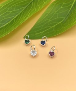 Alternative view of Charm móc treo trái tim đính đá có khấc kiểu mới bạc 925 - Charm Bạc 925 - Mã CB1040
