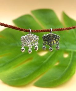 Charm hình quạt cách điệu treo 3 hoa sen bạc 925 cỡ lớn - Charm Bạc 925 - Mã CB1335 CA1295