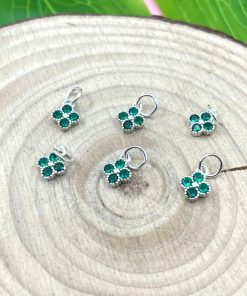 Charm cỏ 4 lá đính đá bạc 925 cực xinh ~6.6 mm cho nữ - Charm Bạc 925 - Mã CB1550