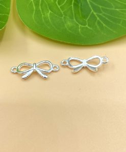 Alternative view of Charm nối hình thắt nơ móc 2 đầu bạc 925 - Charm Bạc 925 - Mã CB1485