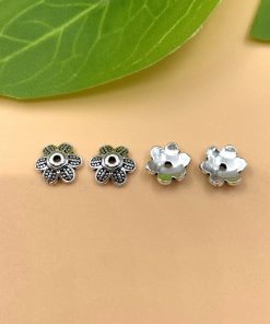 Alternative view of Ốp hạt 1 mặt hoa 6 cánh bạc thái 7 mm cho hạt 8-10 ly - Charm Bạc 925 - Mã CA1250