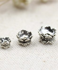 Charm ốp nối hình hoa sen 2 đầu - Charm Bạc 925 - Mã CA050
