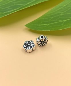 Charm nối hoa 5 cánh dày bạc Thái 925 ~8.5mm - Charm Bạc 925 - Mã CA1335