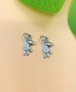 Charm móc treo chú gấu đính đá - Charm Bạc 925 - Mã CA1065