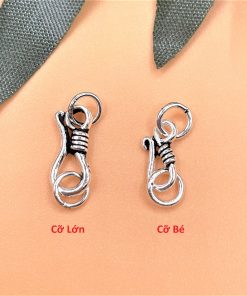 Alternative view of Khóa móc câu bạc 925 có chêm 2 đầu kích thước 5x10mm cho nữ - Charm Bạc 925 - Mã CA1115