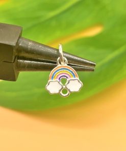 Charm móc treo cầu vồng nhiều màu có móc phía dưới bạc 925 - Charm Bạc 925 - Mã CB1130