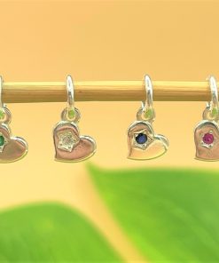 Charm móc treo trái tim đính đá nhiều màu cỡ bé 6 ly - Charm Bạc 925 - Mã CB930