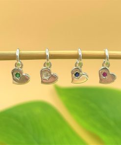 Alternative view of Charm móc treo trái tim đính đá nhiều màu cỡ bé 6 ly - Charm Bạc 925 - Mã CB930