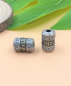Charm nối 3 khúc cỡ lớn khắc kinh phật có xoáy ở giữa - Charm Bạc 925 - Mã CA1085