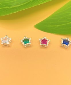 Charm nối ngôi sao 8.2 mm bạc trắng đính đá nhiều màu - Charm Bạc 925 - Mã CB955