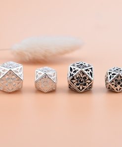 Charm nối đa giác khắc hoa văn - Charm Bạc 925 - Mã CB045 CA435