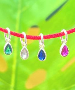 Charm bạc móc treo hình giọt nước đính đá 3.8mm đủ màu - Charm Bạc 925 - Mã CB950