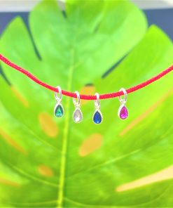 Alternative view of Charm bạc móc treo hình giọt nước đính đá 3.8mm đủ màu - Charm Bạc 925 - Mã CB950