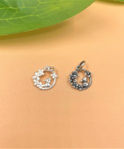 Alternative view of Charm bạc móc treo hình thỏ ngắm hoa - Charm Bạc 925 - Mã CB875 CA1095