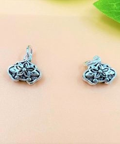 Charm móc treo túi tiền hoa văn bạc thái - Charm Bạc 925 - Mã CA865