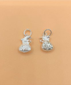 Charm túi tiền may mắn có móc treo bạc trắng s925 - Charm Bạc 925 - Mã CB322