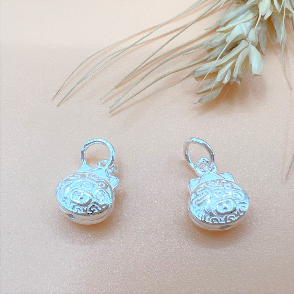 Charm móc treo túi tiền hình tai mèo có chữ Phước Lành - Charm bạc 925 - Mã CB795 - Ảnh 2