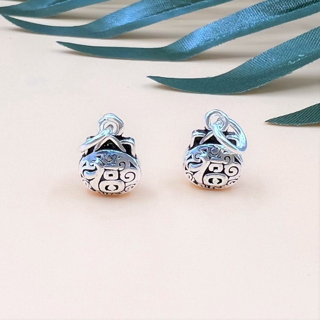 Charm móc treo túi tiền hình tai mèo có chữ Phước Lành - Charm bạc 925 - Mã CB795 - Ảnh 3