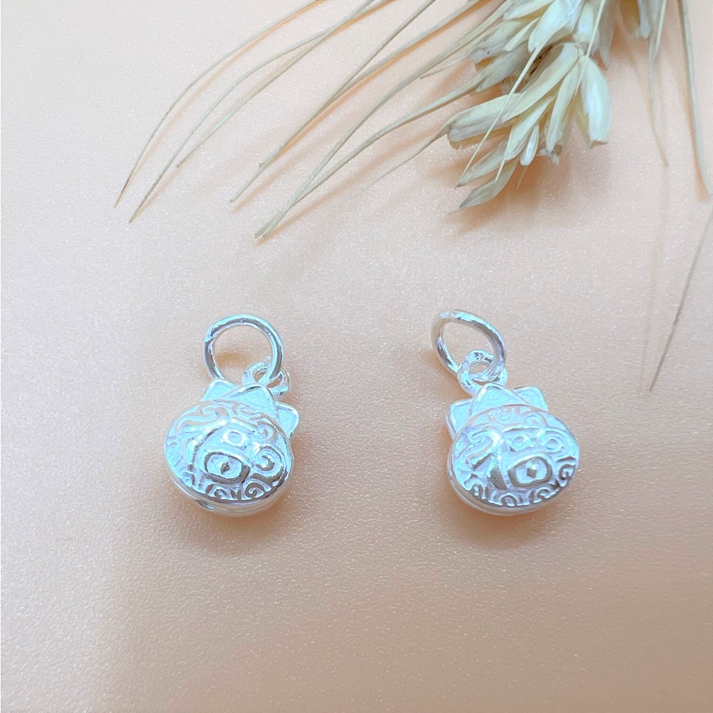 Charm móc treo túi tiền hình tai mèo có chữ Phước Lành - Charm bạc 925 - Mã CB795 - Ảnh 4