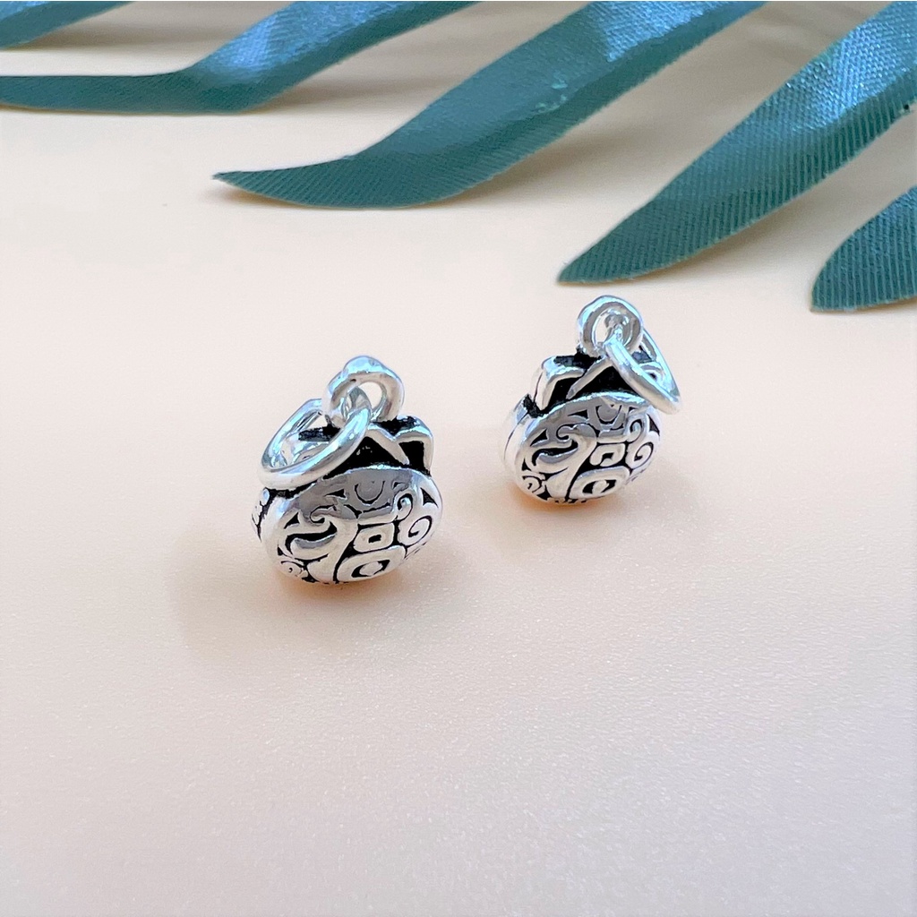 Charm móc treo túi tiền hình tai mèo có chữ Phước Lành - Charm bạc 925 - Mã CB795 - Ảnh 5