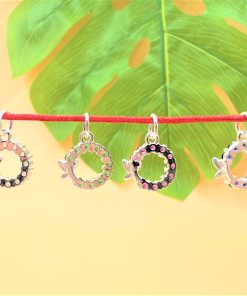 Alternative view of Charm móc treo hình tròn có bướm đậu được đính đá nhiều màu bạc 925 - Charm Bạc 925 - Mã CB975