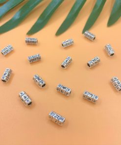 Charm nối lục giác 3 khấc khắc Chữ Vạn và Thần Chú Đức Đại Bi Quan Âm - Charm Bạc 925 - Mã CA1025