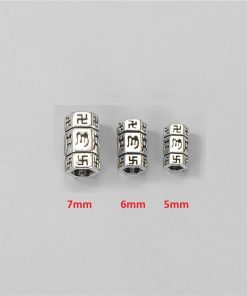 Alternative view of Charm nối lục giác 3 khấc khắc Chữ Vạn và Thần Chú Đức Đại Bi Quan Âm - Charm Bạc 925 - Mã CA1025