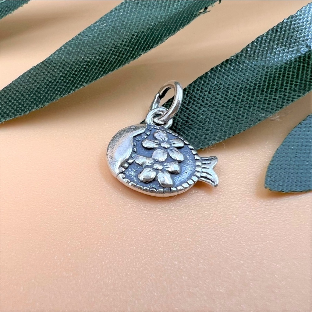 Charm móc treo hình cá có hoa văn bạc thái - Charm Bạc 925 - Mã CA890 - Ảnh 3