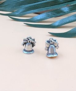 Charm móc treo hình chuông thắt nơ bạc thái - Charm Bạc 925 - Mã CA881