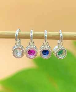 Charm móc treo vương miện tròn đính đá 5 ly - Charm Bạc 925 - Mã CB920